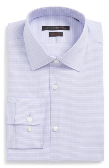 Men's John Varvatos Star Usa Regular Fit Stretch Check Dress Shirt .5 R - Purple