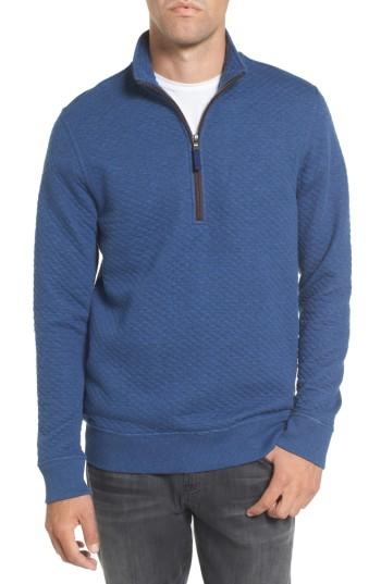 Men's Southern Tide Sundown Quilted Quarter Zip Pullover - Blue