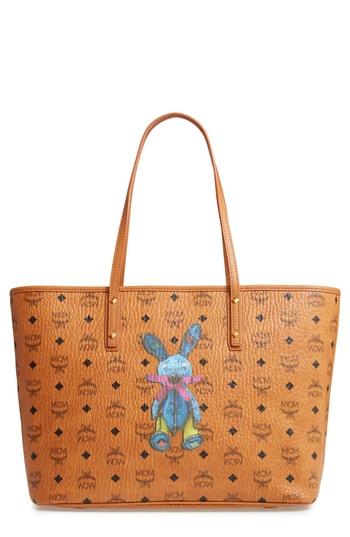 Mcm Medium Rabbit Coated Canvas Shopper - Brown