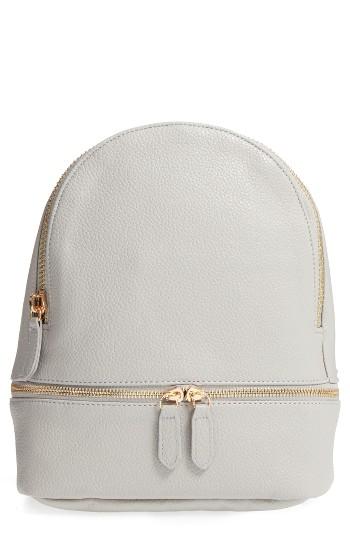 Girly Faux Leather Mini Zip Backpack - Grey