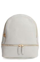 Girly Faux Leather Mini Zip Backpack - Grey