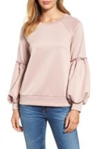 Women's Halogen Blouson Sleeve Sweatshirt - Pink