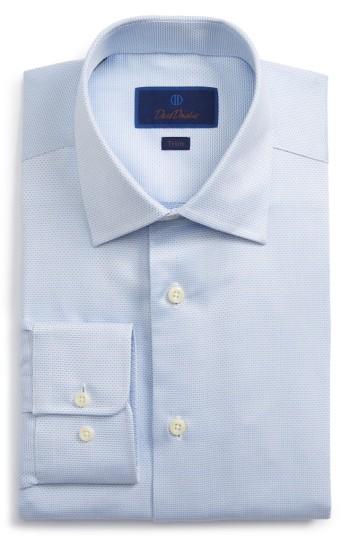 Men's David Donahue Trim Fit Dress Shirt 32/33 - Blue