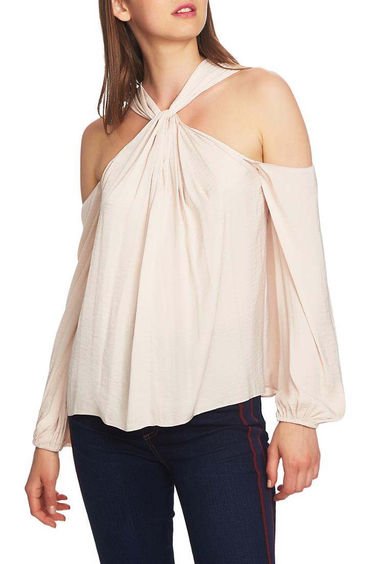 Women's 1.state Twist Neck Cold Shoulder Blouse - Pink