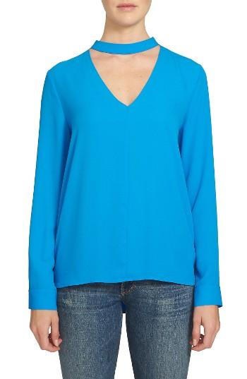Women's 1.state Band Collar Blouse, Size - Blue