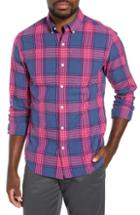 Men's Bonobos Washed Button Down Slim Fit Plaid Sport Shirt L - Blue