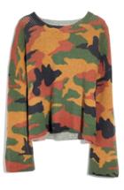 Women's Madewell Cottontail Camo Wide Sleeve Sweater, Size - Green