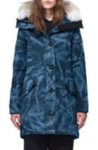 Women's Canada Goose Rossclair Genuine Coyote Fur Trim Down Parka (6-8) - Blue