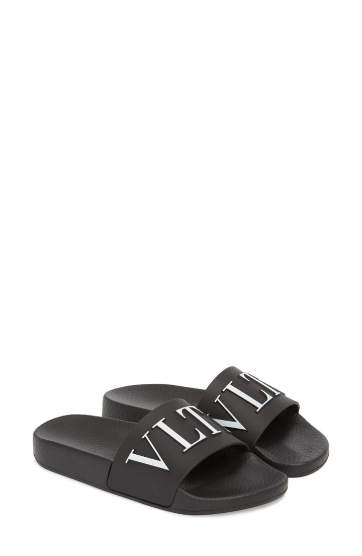 Women's Valentino Garavani Logo Slide Sandal Us / 37eu - Black