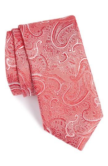 Men's Calibrate Floating Paisley Silk Tie, Size - Orange