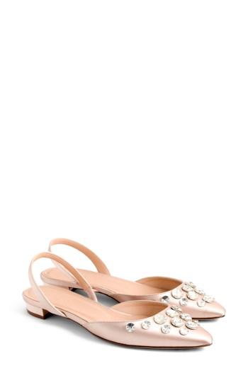 Women's J. Crew Embellished Slingback Flat .5 M - Pink