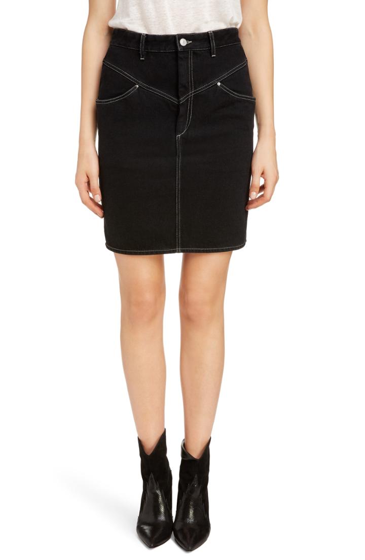 Women's Isabel Marant '80s High Waist Denim Skirt Us / 36 Fr - Black