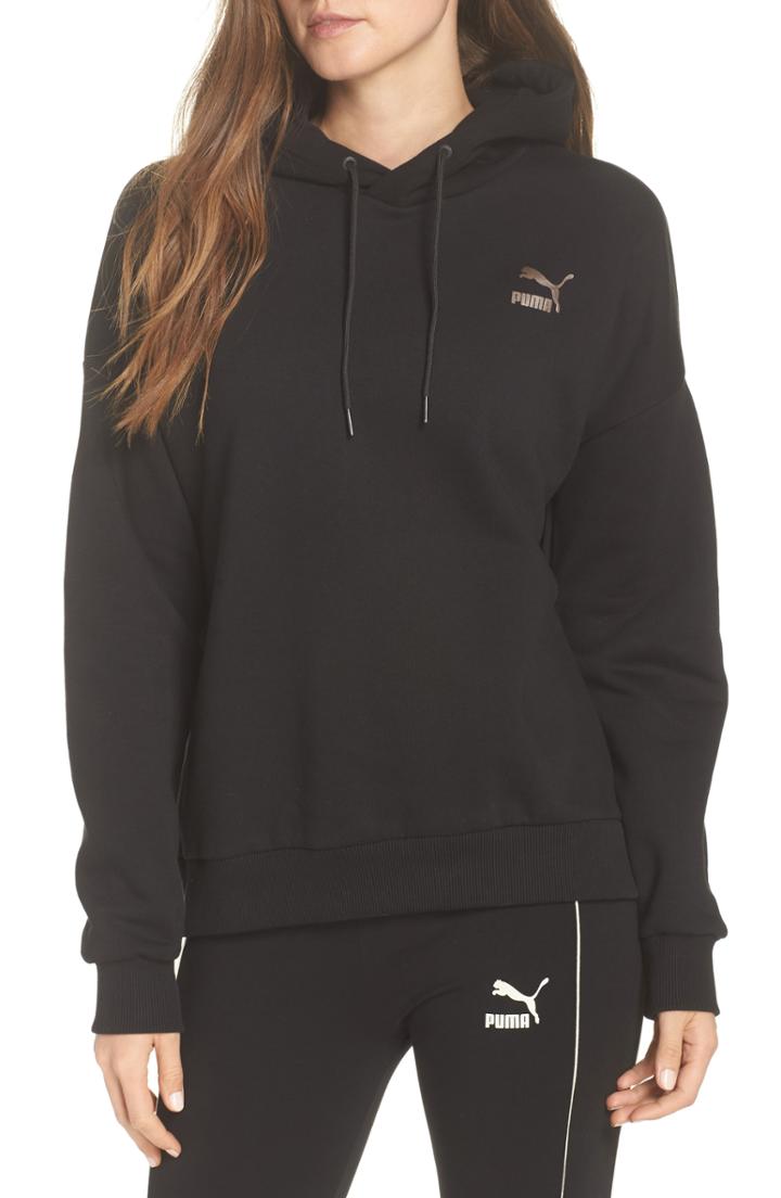 Women's Puma Retro Logo Hoodie - Black