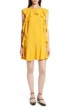 Women's Red Valentino Ruffle Satin Back Crepe Dress Us / 38 It - Yellow