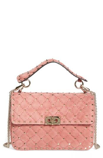 Valentino Garavani Rockstud Spike Leather Top Handle Crossbody Bag - Pink