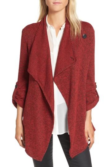 Women's Bb Dakota Micro Stripe Knit Drape Jacket - Red