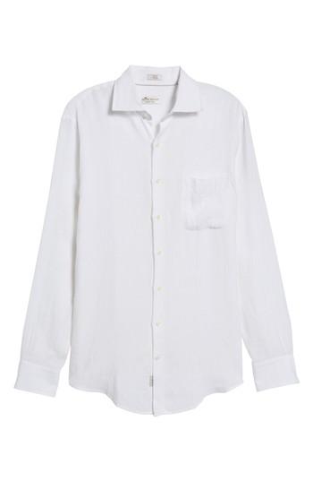 Men's Peter Millar Classic Fit Crown Cool Linen Sport Shirt - White