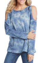 Women's Karen Kane Cold Shoulder Sweatshirt - Blue