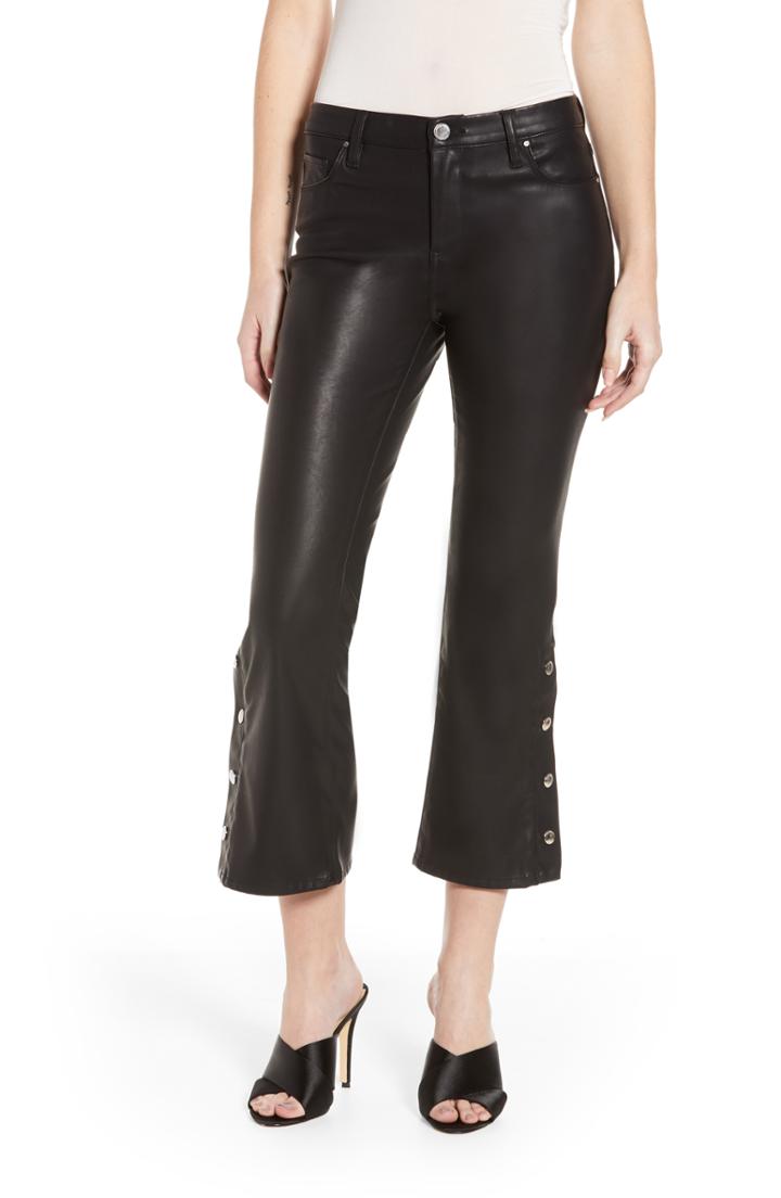 Women's Blanknyc Vegan Leather Snap Kick Flare Pants - Black