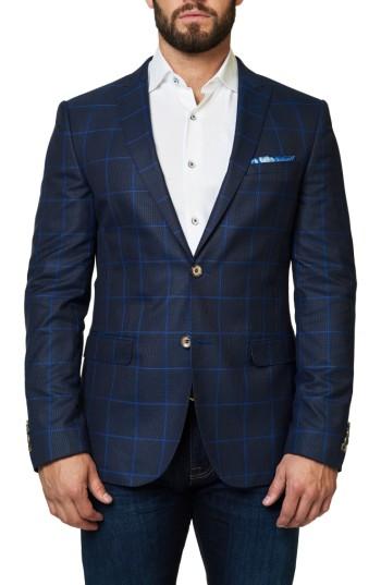Men's Maceoo Descarte Windowpane Sport Coat (m) - Blue