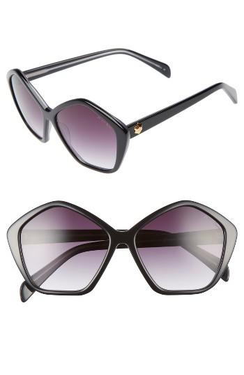 Women's Draper James 57mm Gradient Lens Geometric Sunglasses - Black