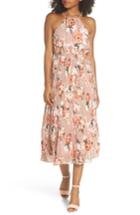 Women's First Monday Floral Pleated Halter Dress - Pink