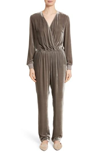 Women's St. John Collection Velvet Jumpsuit - Grey