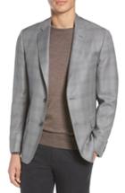 Men's John W. Nordstrom Traditional Fit Windowpane Wool Sport Coat S - Grey