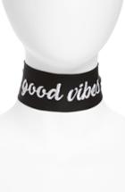 Women's New Friends Colony Good Vibes Embroidered Silk Ribbon Choker