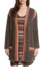 Women's M Missoni Crochet Trim Fuzzy Knit Jacket - Brown