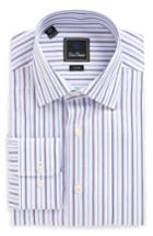 Men's David Donahue Trim Fit Stripe Dress Shirt .5 34/35 - White