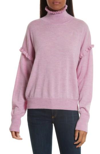 Women's Rebecca Taylor Turtleneck Merino Wool Sweater - Pink