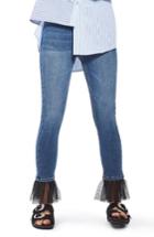 Women's Topshop Jamie Tulle Hem Skinny Jeans X 30 - Blue