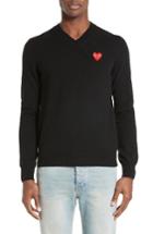 Men's Comme Des Garcons Play Wool Pullover - White
