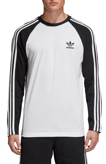 Men's Adidas Originals 3-stripes Long Sleeve T-shirt - Black