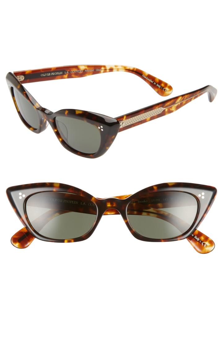 Women's Oliver Peoples Bianka 51mm Polarized Cat Eye Sunglasses - Black