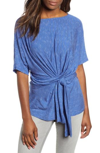 Women's Gibson Slim Stripe Faux Wrap Top - Blue