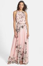 Women's Eliza J Belted Chiffon Halter Maxi Dress - Pink