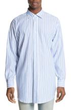 Men's Acne Studios Oversized Stripe Chambray Shirt Eu - Blue