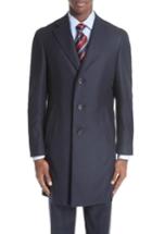 Men's Canali Plaid Wool Top Coat Us / 48 Eu R - Blue