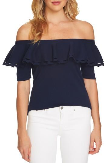 Women's Cece Off The Shoulder Ruffle Sweater - Blue