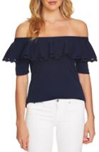 Women's Cece Off The Shoulder Ruffle Sweater - Blue