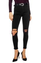 Women's Topshop Jamie Wing Rip Skinny Jeans W X 30l (fits Like 24w) - Black