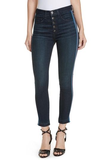 Women's Veronica Beard Debbie Side Stripe Skinny Jeans - Blue