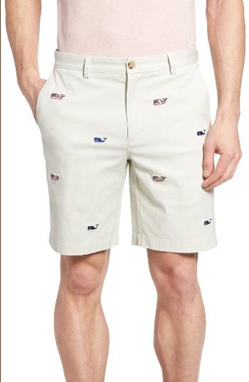 Men's Vineyard Vines Breaker 9-inch Whale Flag Embroidered Shorts - Beige