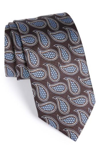 Men's Ermenegildo Zegna Paisley Silk Tie, Size X-long - Burgundy