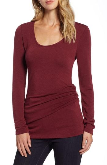 Women's Halogen Ruched Top - Burgundy
