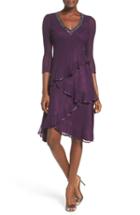 Women's Komarov Embellished Tiered Chiffon A-line Dress - Purple