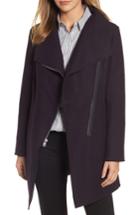 Women's Halogen Asymmetrical Zip Boiled Wool Blend Coat - Purple