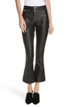 Women's Cinq A Sept Marcelle Crop Flare Leather Pants - Black